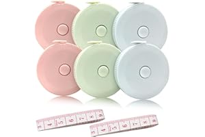 SMARINGROBOT 6 Packs Retractable Tape Measure + 2PCS Soft Measuring Tape for Body Measurements(60-Inch), Premium Sewing Tape Double Scale Vinyl Ruler for Weight Loss Medical Tailor Fabric Cloth Knitting Craft
