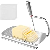 Cheese Slicer Cutter, Stainless Steel Cheese Cutter Board with Blade | Multipurpose Manual Blade Cheese Slicer with Measuring Grids for Block Cheese Butter, Sausages Fruits Kitchen Gadget