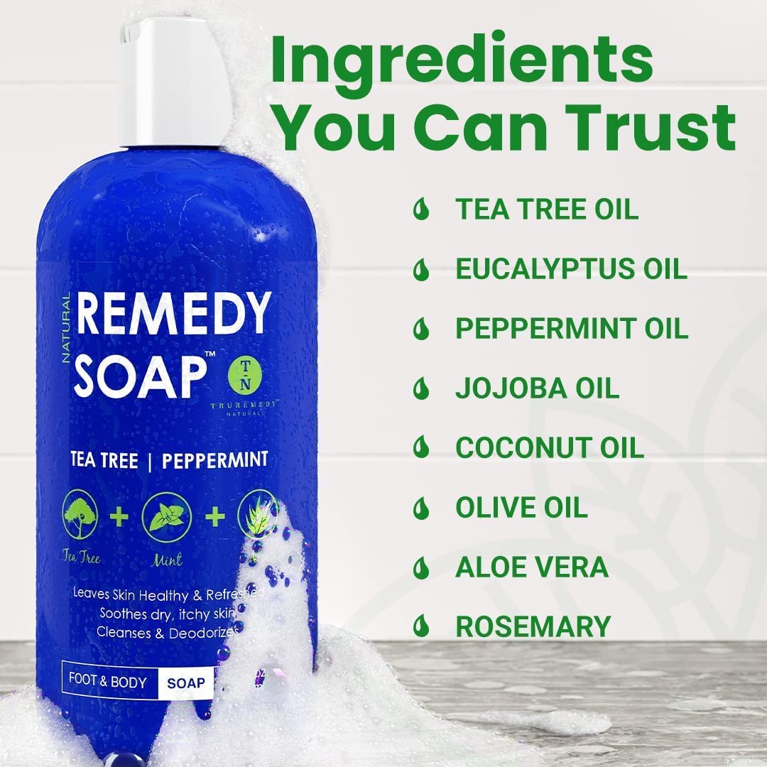 Remedy Tea Tree Oil Balm & Body Wash Bundle | Helps Body Odor, Athlete's Foot, Jock Itch, Ringworm, Yeast Infections, Skin Irritations, Eczema, Rashes for Women/Men | 100% Natural Tea Tree Mint & Aloe