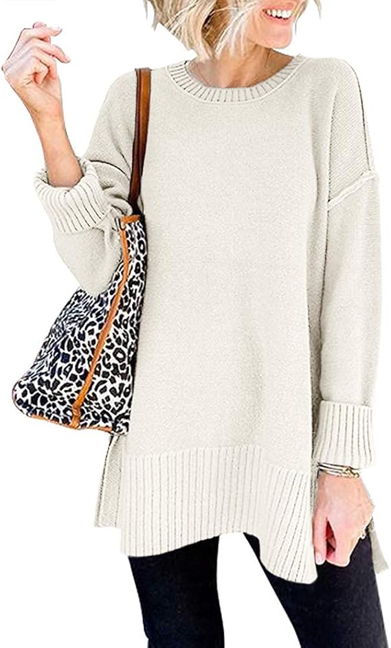 Klousilover Womens Oversized Sweaters Fall Crew Neck Long Sleeve Chunky