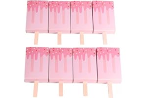 LASLU 50pcs Ice Cream Candy Boxes Cute Baby Shower Favors Boxes Gifts Bags for First Birthday Party Girl Decorations (Pink Ic