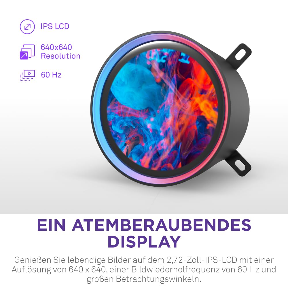 NZXT Kraken Serie – AIO CPU-Flüssigkeitskühler – Anpassbares LCD-Display – Hochleistungs-Lüfter – Kompatibel mit Intel® & AMD® Sockel – Elite 360 RGB – Schwarz 3