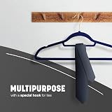 KEPLIN Velvet Hangers 20 Pack 41.5cm Non-Slip Navy Blue with Tie Bar 360° Hook view 6