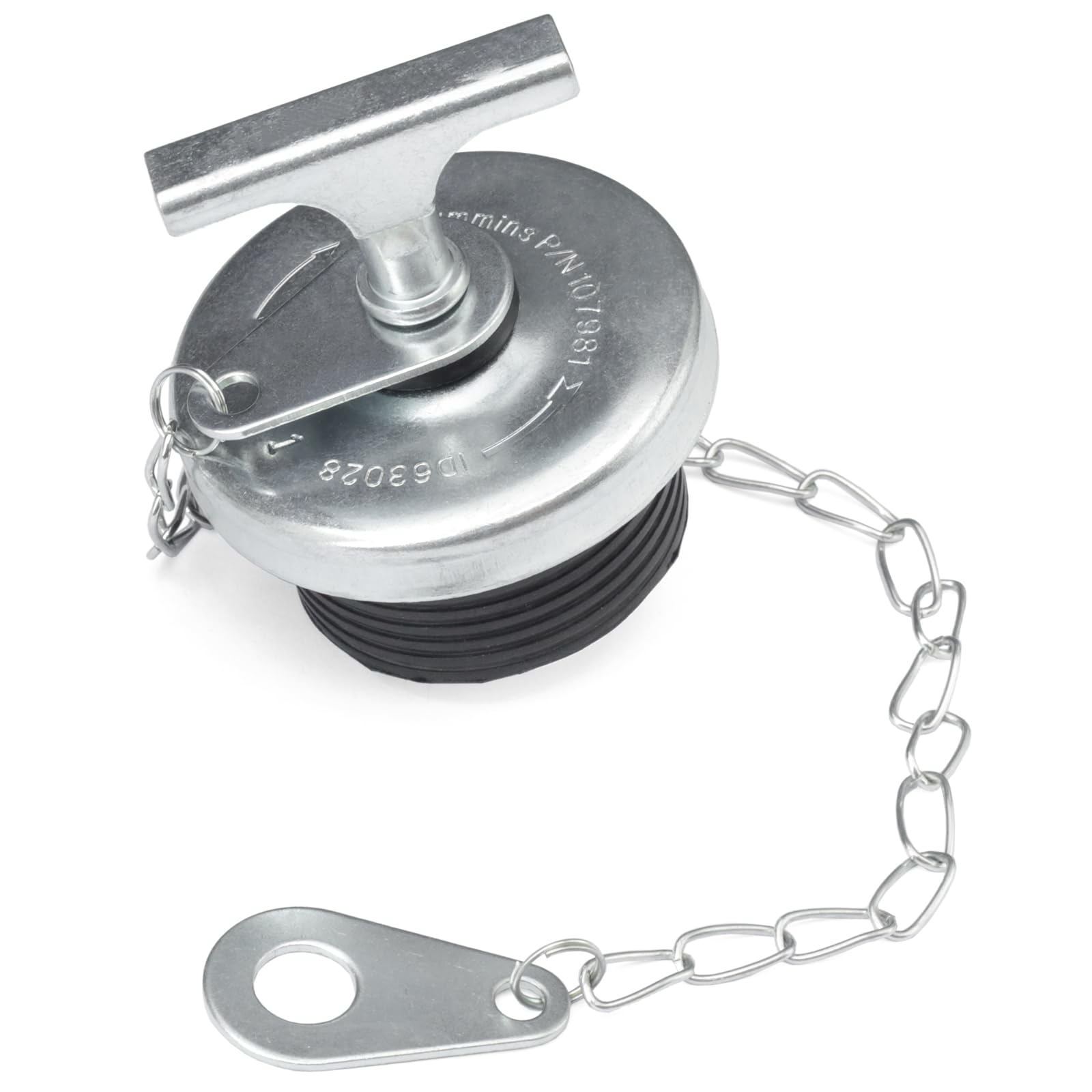 Photo 1 of 101322 Oil Filler Cap W/Chain Compatible with All 2In Oil Filler Tubes Replacement for Cummins Bottle Stopper Type 855 N14 L10 M11 ISM for Mack E6 for Cat for Volvo for IHC Replace 5117362 107981