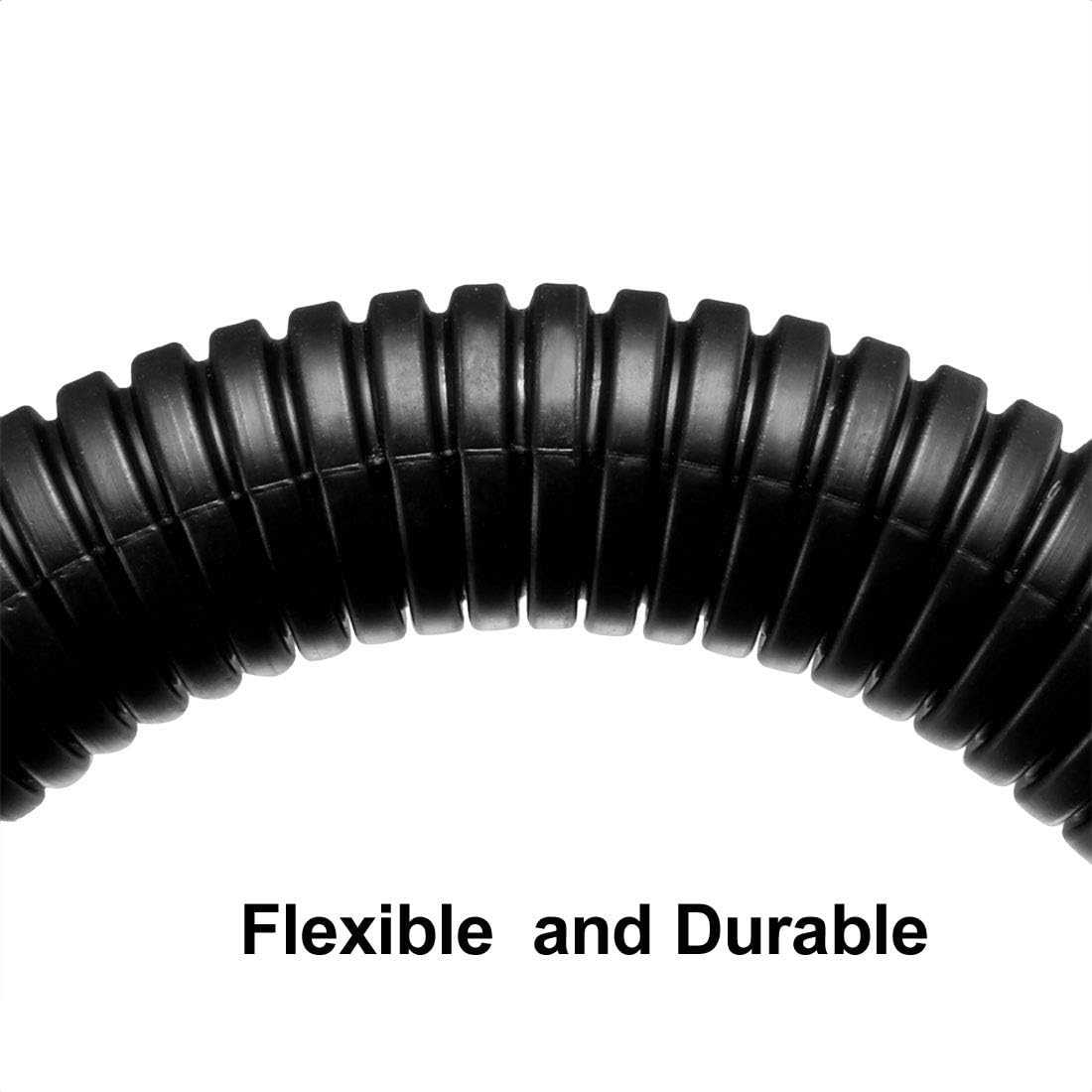 sourcing map 15 M 10 x 13 mm PP Flexible Corrugated Conduit Tube for Garden,Office Black, 10mmx13mmx15000mm - Image 5