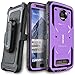 Moto Z2 PLAY / Z2 Force Case, COVRWARE [Aegis Series] w/ Built-in [Screen Protector] Heavy Duty Full-Body Rugged Holster Armor Case [Belt Swivel Clip][Kickstand] for Moto Z2 PLAY / Z2 Force, Purple