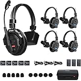 SYNCO XTalk X5 Wireless Intercom Headset 2.4GHz Full Duplex Random Master Device Design for Team Communication,Movie Shoot,Li