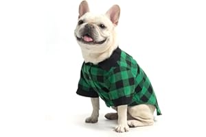 KOOLTAIL Dog Shirt, Christmas Green Plaid Pet Shirts, Black Clash Cute Dog Apparel Clothes Suitable for All Seasons, Comfortable Dogs T-Shirt for Small Medium Large Dogs Cats, Pet Outfit Costume, M