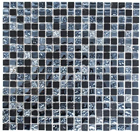 #K1005 Mosaic Tiles Mosaic Kitchen Bathroom Toilet Tile Mirror Glass Stone Mix Grey Black 8 mm