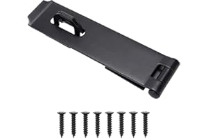 EVCUHASL Door Lock Hasp Latch, Thicked Design Latch Lock, High Quality Iron Security Packlock Clasp Hasp Lock Latch for Doors, Black Finish with Screws, 1 Pack(7-1/2 Inch)