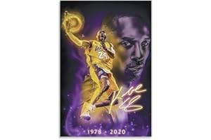 BIAOHAN Kobe Bryant Inspirational Poster Unframed 12" x 18" Canvas Wall Art, Basketball Star Player Sports Painting Decor, Motivational Artwork Room Home Office Gym Dormitory Wall Decor