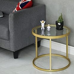 HEONITURE Gold Nesting Coffee Table Set of 2, Small