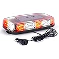 Xprite Upgraded 12" 72LED Rooftop Mini Strobe Lights, Emergency Safety Flashing Beacon Light bar with Magnetic Base for 12V-24V Construction Vehicles, Trucks, Snow Plow, Postal Car (Mix White/Red)