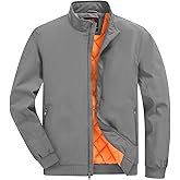BGOWATU Men's Jacket Insulated Fall Winter jacket Zip Up Windproof Quilted Bomber Jackets Casual Warm Padded Coats