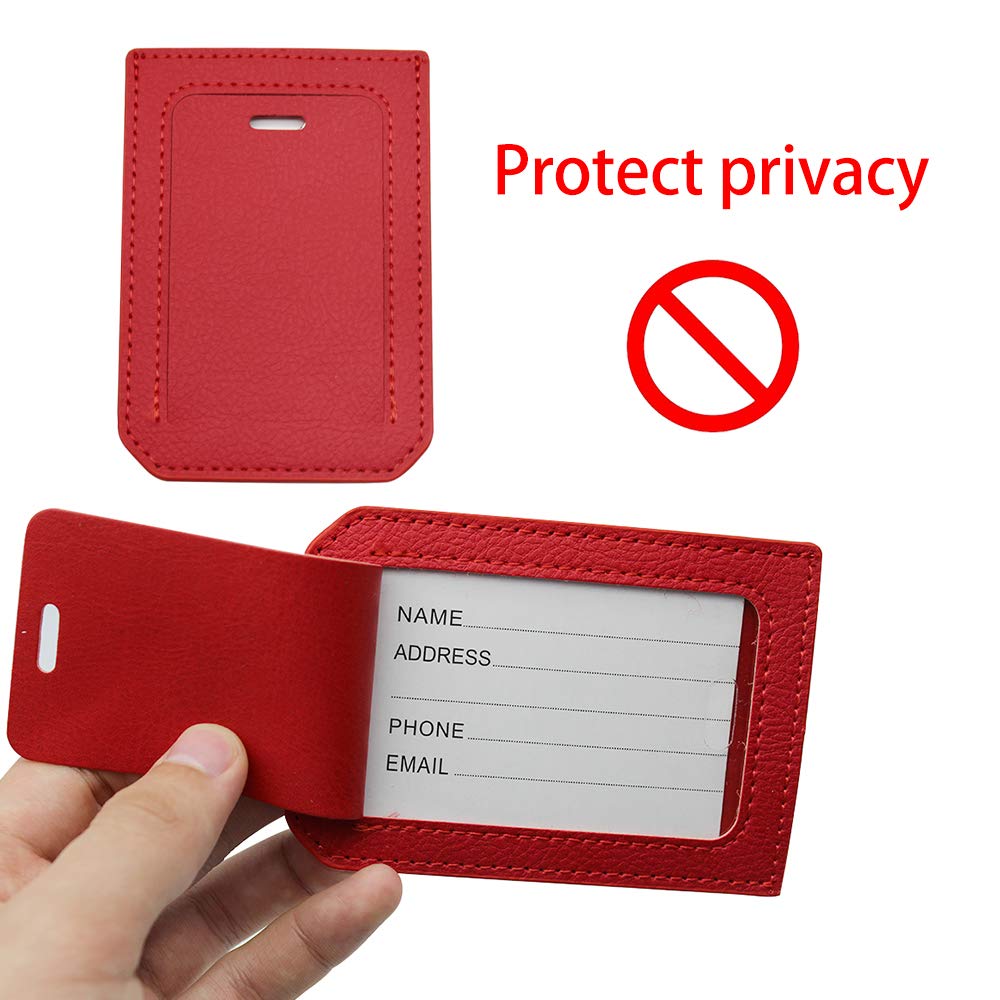 PEAK-EU 4 Pack Etiquetas de Equipaje de Cuero Identificador de Maletas de  Etiqueta con Cubierta de Privacidad Trasera para Viajes Negocios Equipaje  Accessorios de viaje futakuchi-hakata.com