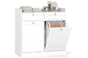 Giantex Double Tilt-Out Laundry Hamper Cabinet, Freestanding Bathroom Storage Cabinet with Shelf, Drawer & Removable Laundry 