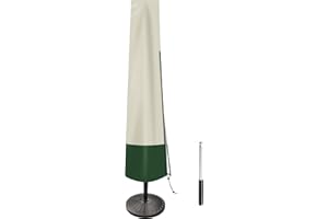 VAINLLEY Patio Umbrella Cover Outdoor Umbrella Cover with Rod Waterproof Durable 420D Polyester Fabric Patio Parasol Umbrella Cover for 7ft to 11ft Outdoor Umbrella, Beige