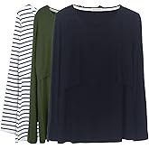 Smallshow Women's Nursing Tops Long Sleeve Shirts for Breastfeeding 3-Pack