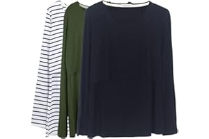 Smallshow Women's Nursing Tops Long Sleeve Shirts for Breastfeeding 3-Pack