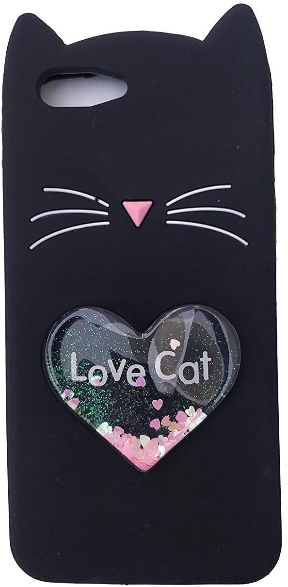 YES2GOOD Cute 3D Printed Smiley Love Cat Hello Kitty with Heart Design Back Case Cover for Oppo A3S (Black)