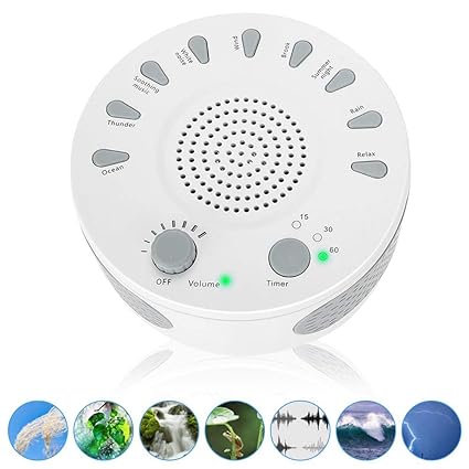 White Noise Machine, USB Natural Soothing Sound Relaxation Sleep Sound Machine Conditioner with Timer Option for Babies, Adults, Home and Office