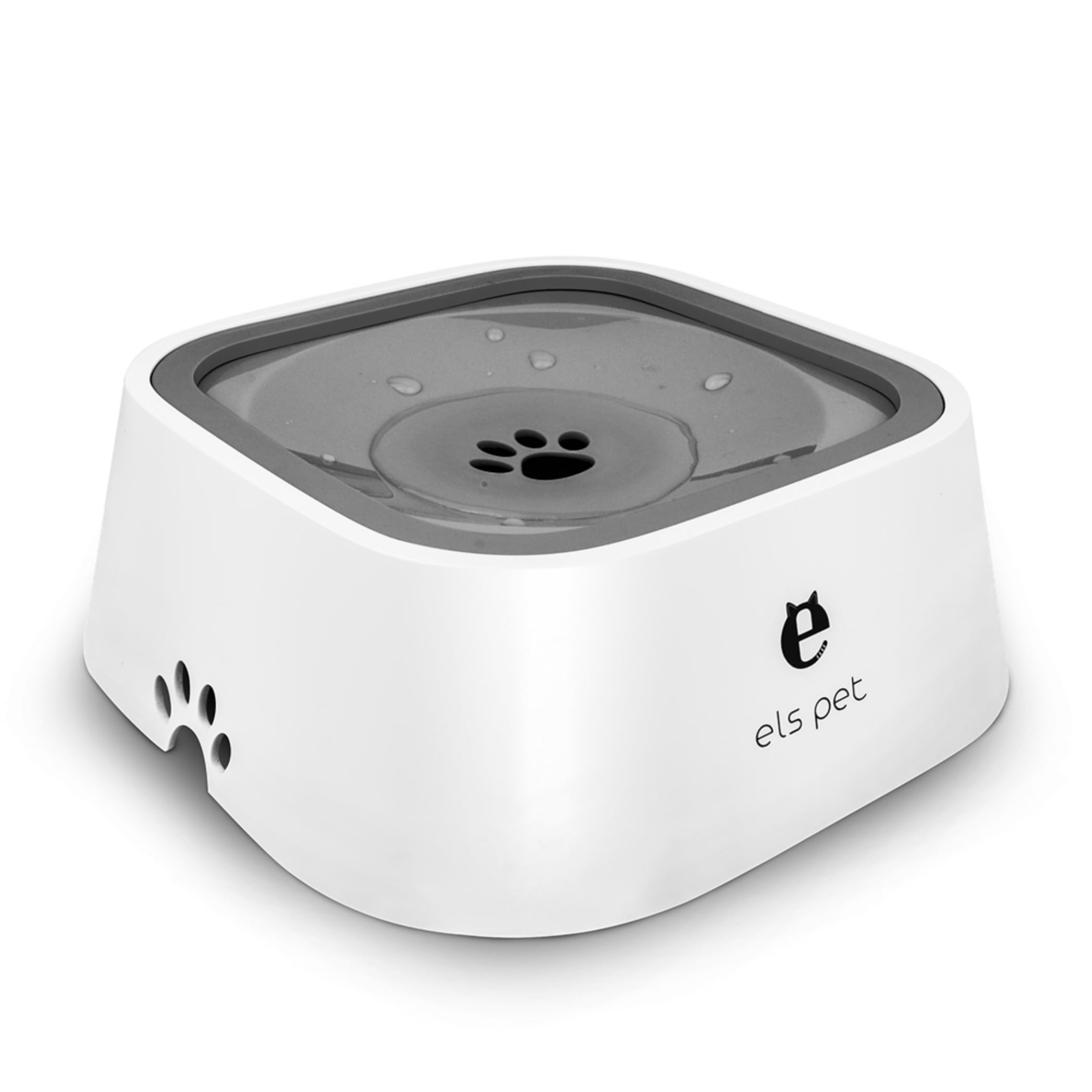 QUXIANG Dog Bowl Slow Water Feeder 35oz (1L) Splash Proof Anti Spill Dish Vehicle Carried Water Bowl for Dogs/Cats/Pets (Grey)