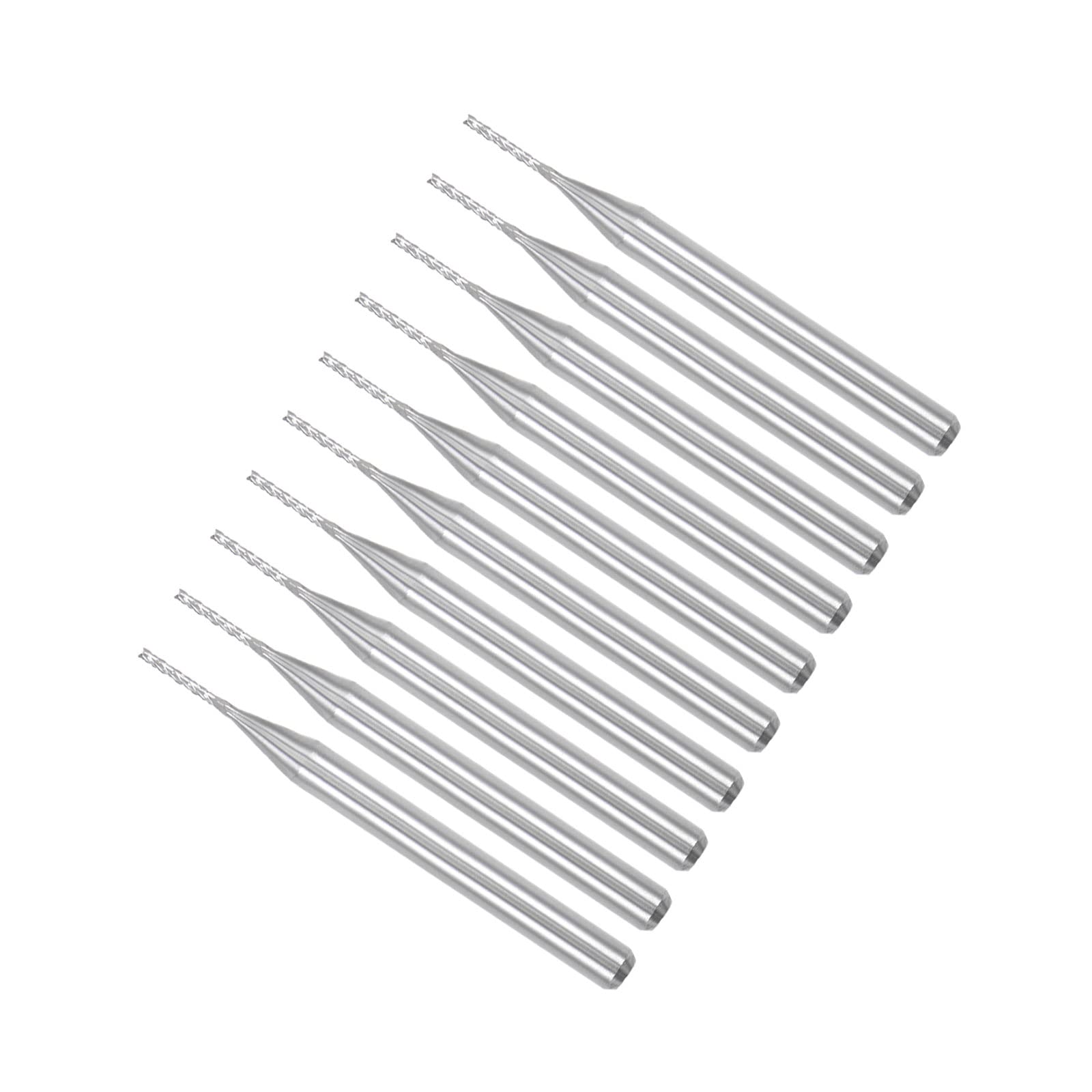 CoCud Carbide End Mill Engraving Milling Bits, 0.8mm Bit Dia. 1/8" Shank, CNC Cutting Router Bits Tool - (Applications: for PCB Machine), 10-Pieces
