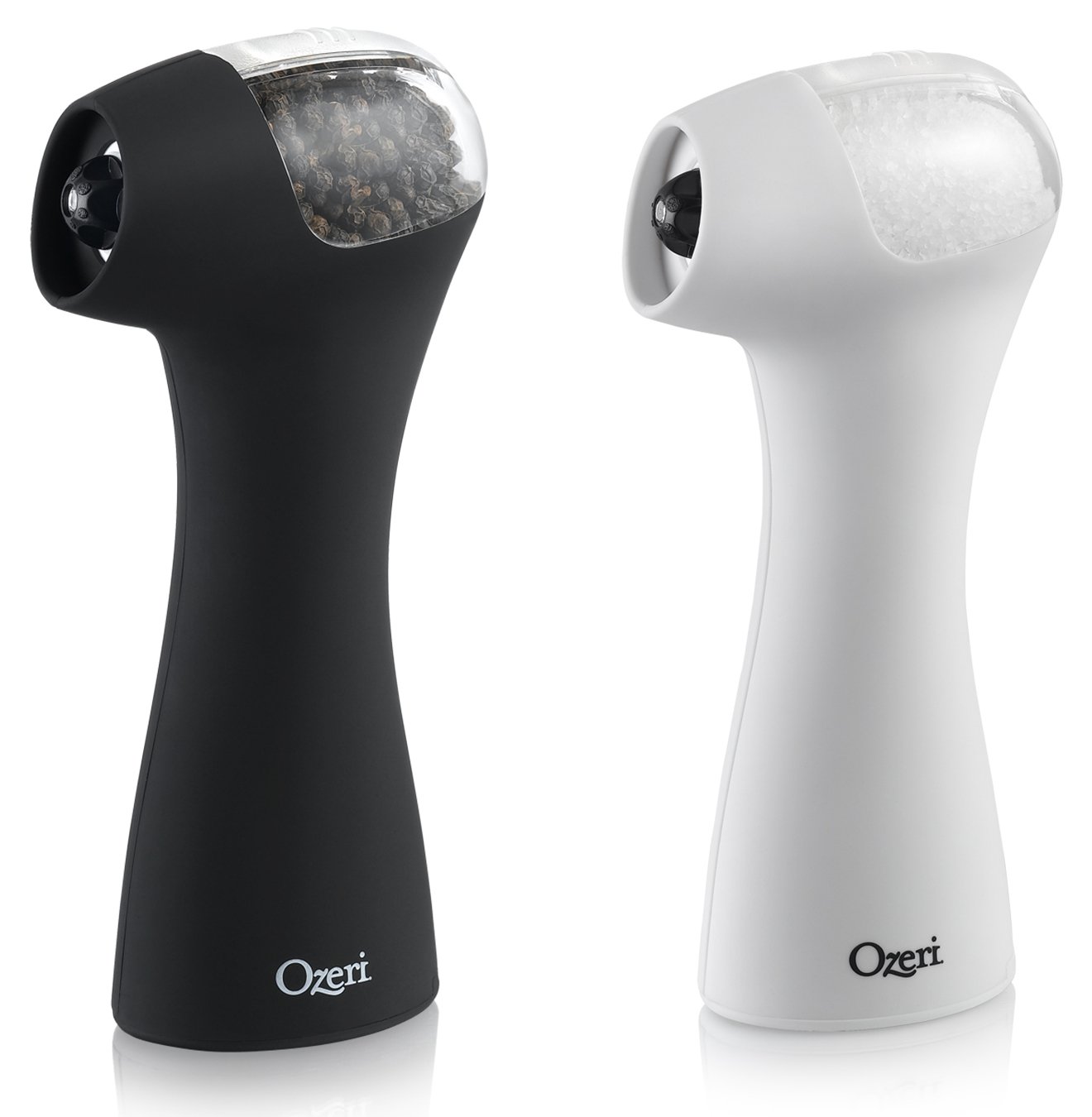 Ozeri Salt and Pepper Grinder, Ceramic, Black/White