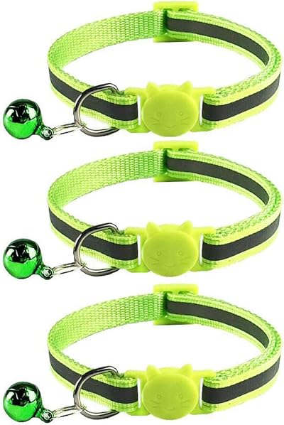 Tafeiya Reflective Cat Collars 3-Pack Adjustable Quick Release Safe Buckle Bell