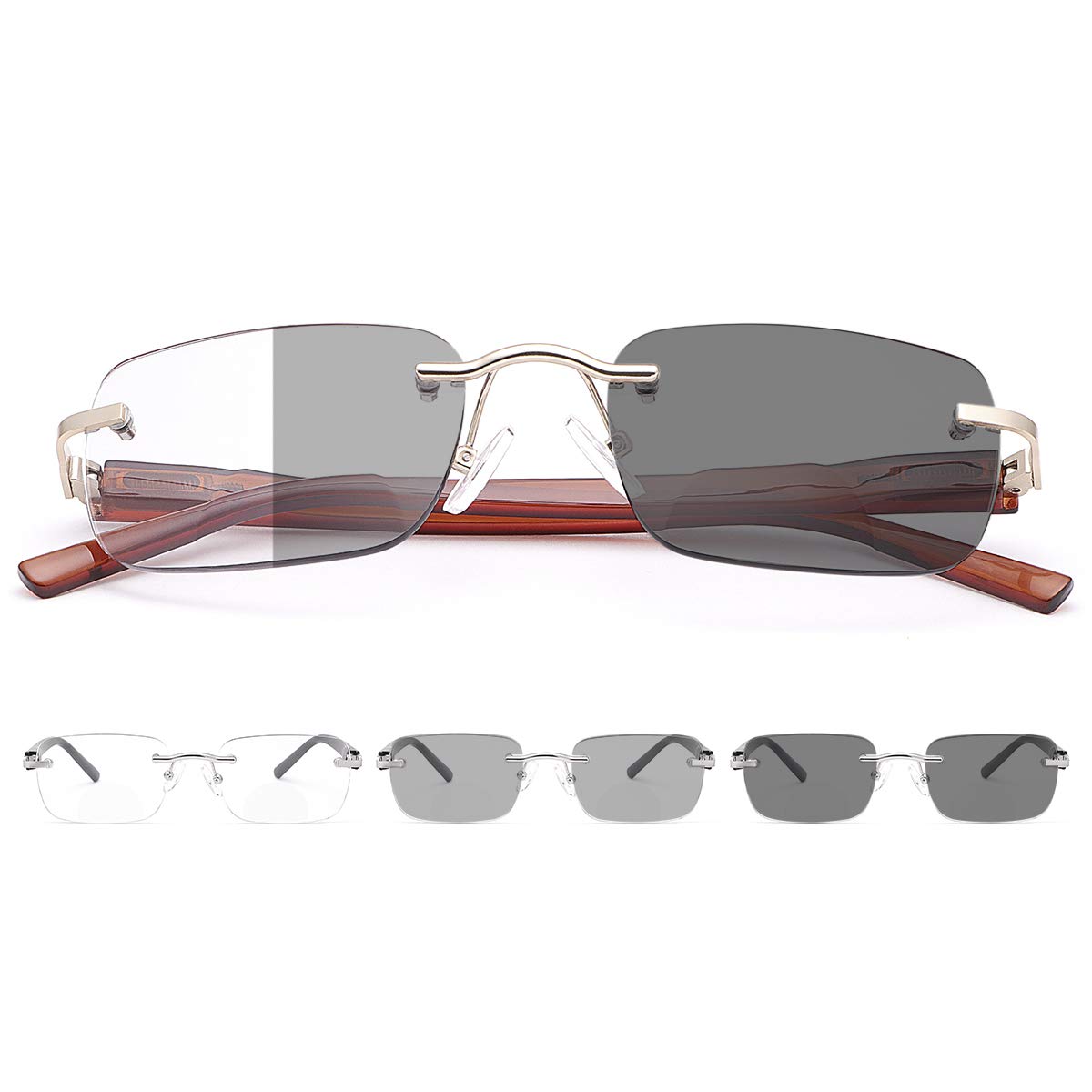 Photo 1 of YIMI Photochromic Bifocal Reading Glasses Blue Light Blocking Spring Hinge Sun Readers Transition Sunglasses for Women Men