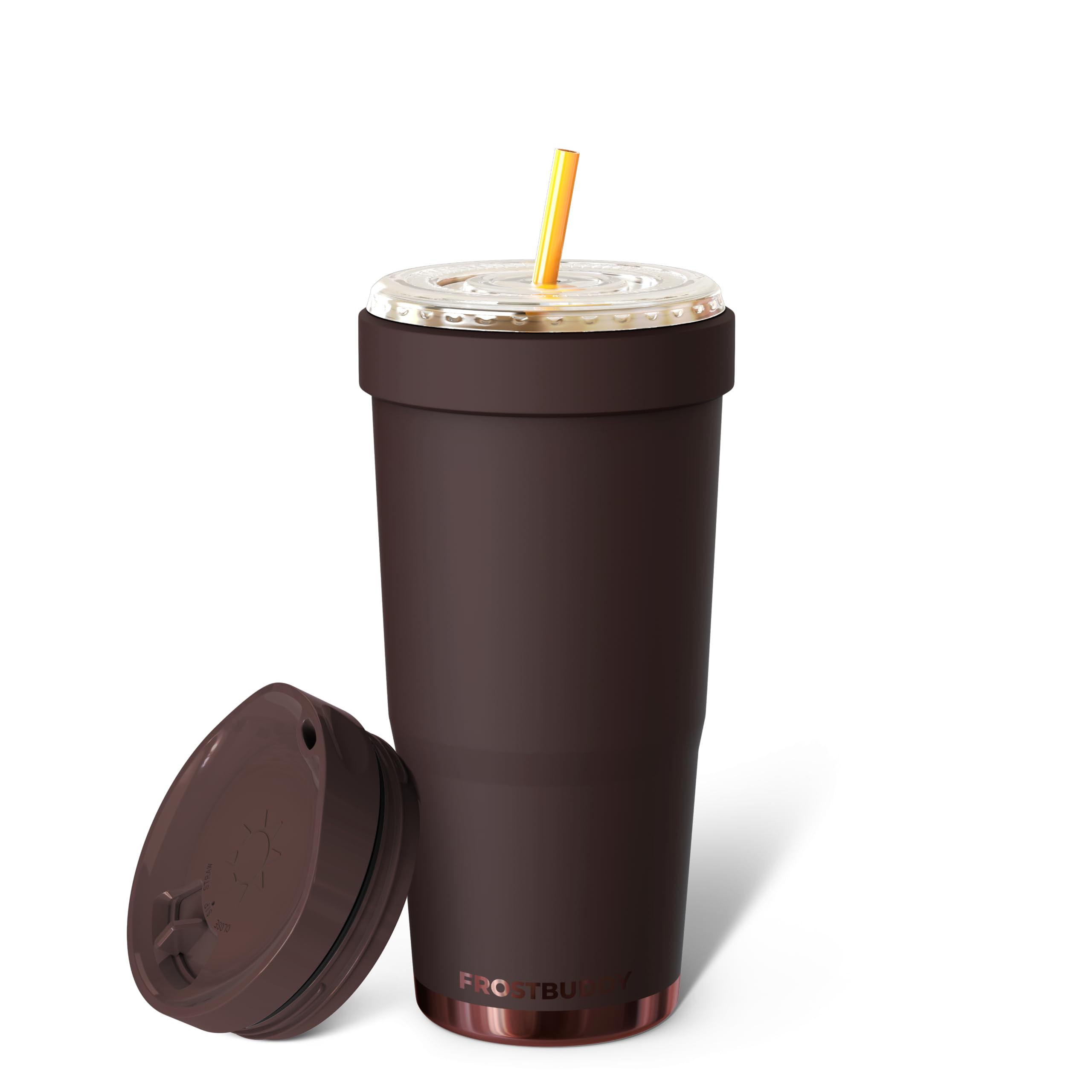 Frost Buddy Togo Buddy 30oz Iced Coffee Tumbler - ONE Lid (Espresso) | Insulated Iced Coffee Tumbler & Cup Sleeve for Iced Coffee Cups with Lids, Insulated Cup, Travel Mug