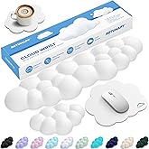 Retuhapy Cloud Wrist Rest Keyboard Cushion, 4-in-1 Ergonomic Cloud Keyboard Wrist Rest and Mouse Pad Set with Memory Foam Arm Support for Palm, Cute Desk Accessory for PC Gaming Setup, White