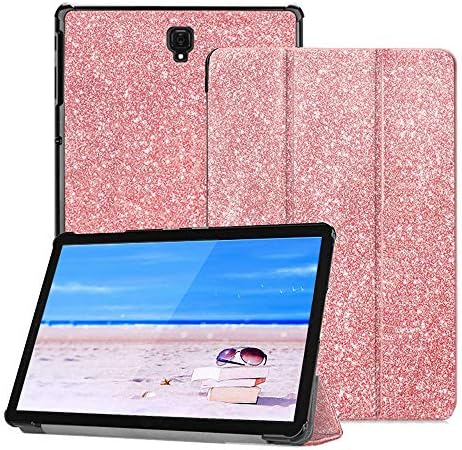 FSCOVER Case for Samsung Galaxy Tab S4 10.5 inch 2018 Slim Lightweight Tri-fold Stand Cover Hard Shell Tablet Case,Glitter-Pink
