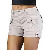 Flamingals Women's Cargo Shorts Mid Waist Trendy Summer Hiking Shorts with Flat Pocket for Women