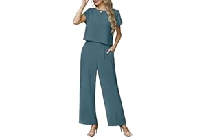 Lepunuo 2 Piece Sets for Women Summer Cap Sleeve Crop Top Wide Leg Pants Matching Lounge Set Vacation Beach Travel Outfits