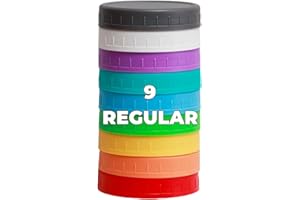 Jumterlee 9 Pack Regular Mouth Mason Jar Lids, Plastic Mason Jar Lids with Silicone Rings,Plastic Canning Lids, Fit Ball,Kerr and More (Multicolored)