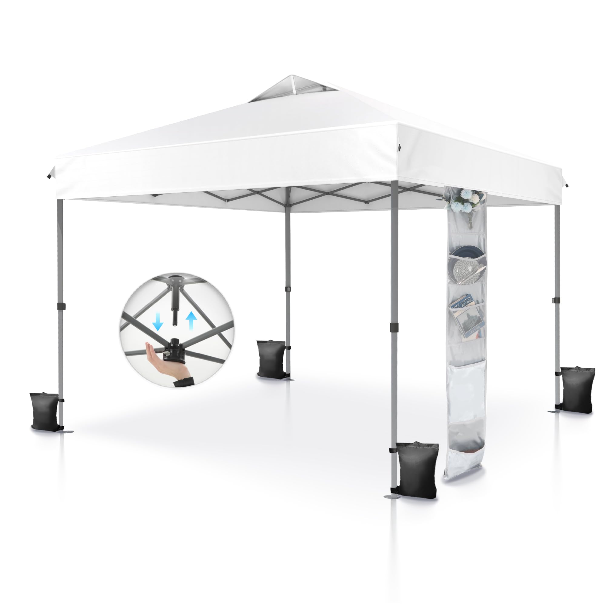 Photo 1 of ***STOCK PHOTO FOR REFERENCE ONLY (GREEN)***
PHI VILLA 10x10 Pop Up Canopy Tent - One Push Setup, Instant Shade Tent with Vented Roof for Beach & Events - Includes Storage Bag, Sandbags, Stakes & Ropes (White)