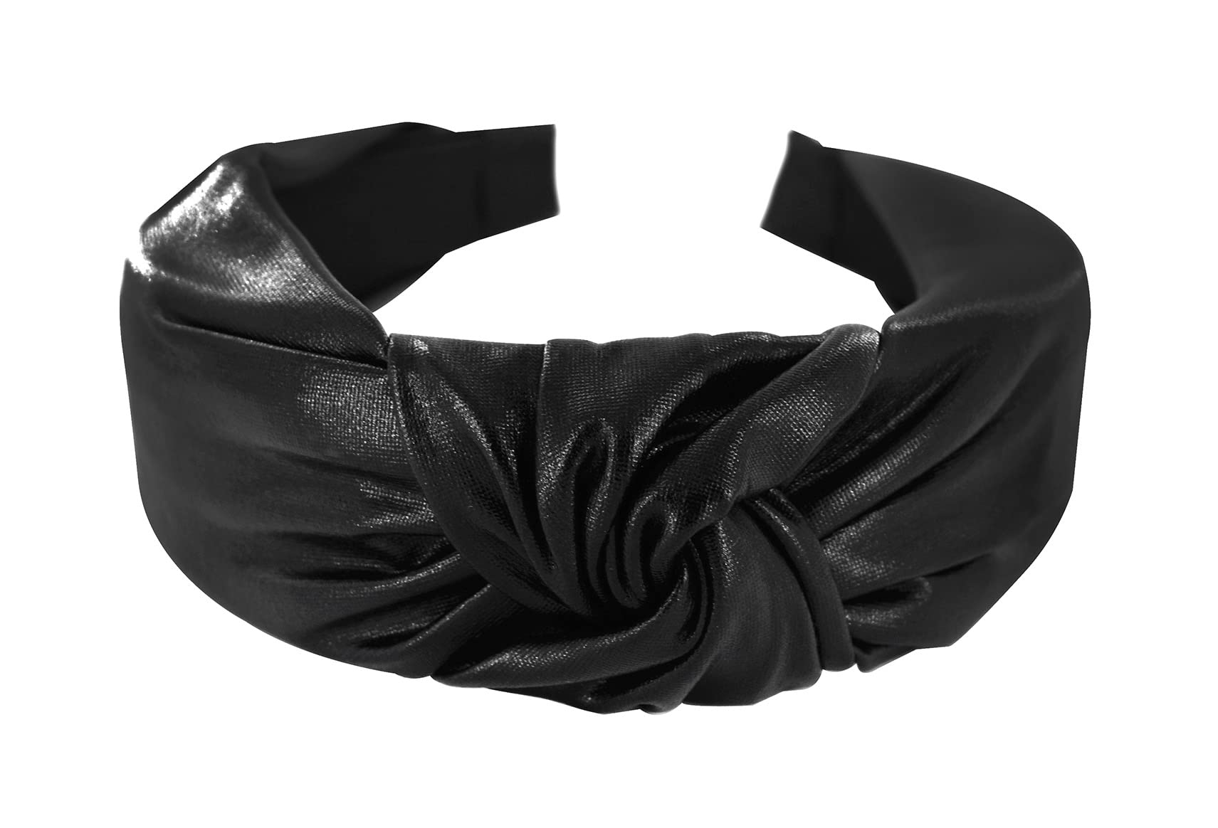 axy Wide Headband with Knot Metallic Colour – Women's Headband in Metallic Look Headband Hair Accessories HR35G (Black)