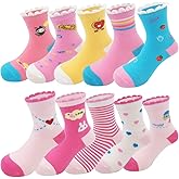 Zumou Toddler Kids Little Girls Cute Cotton Crew Socks 10 Pack