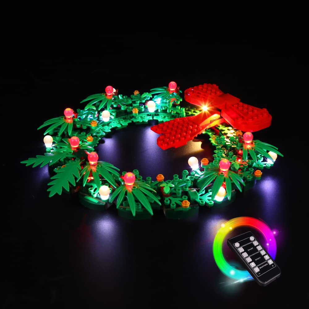 Led Light Kit for Lego Christmas Wreath, Led Lighting Set for Lego 40426 Christmas Wreath 2-in-1 - Not Include Models, Just Light Set(A-Remote Control Version)
