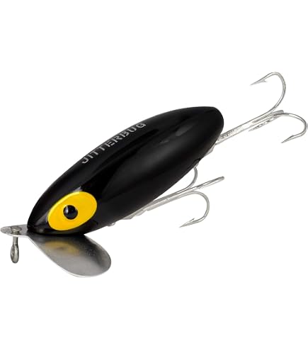 Arbogast Jitterbug Topwater Bass Fishing Lure, Excellent for Night Fishing, Yellow, 2 1/2