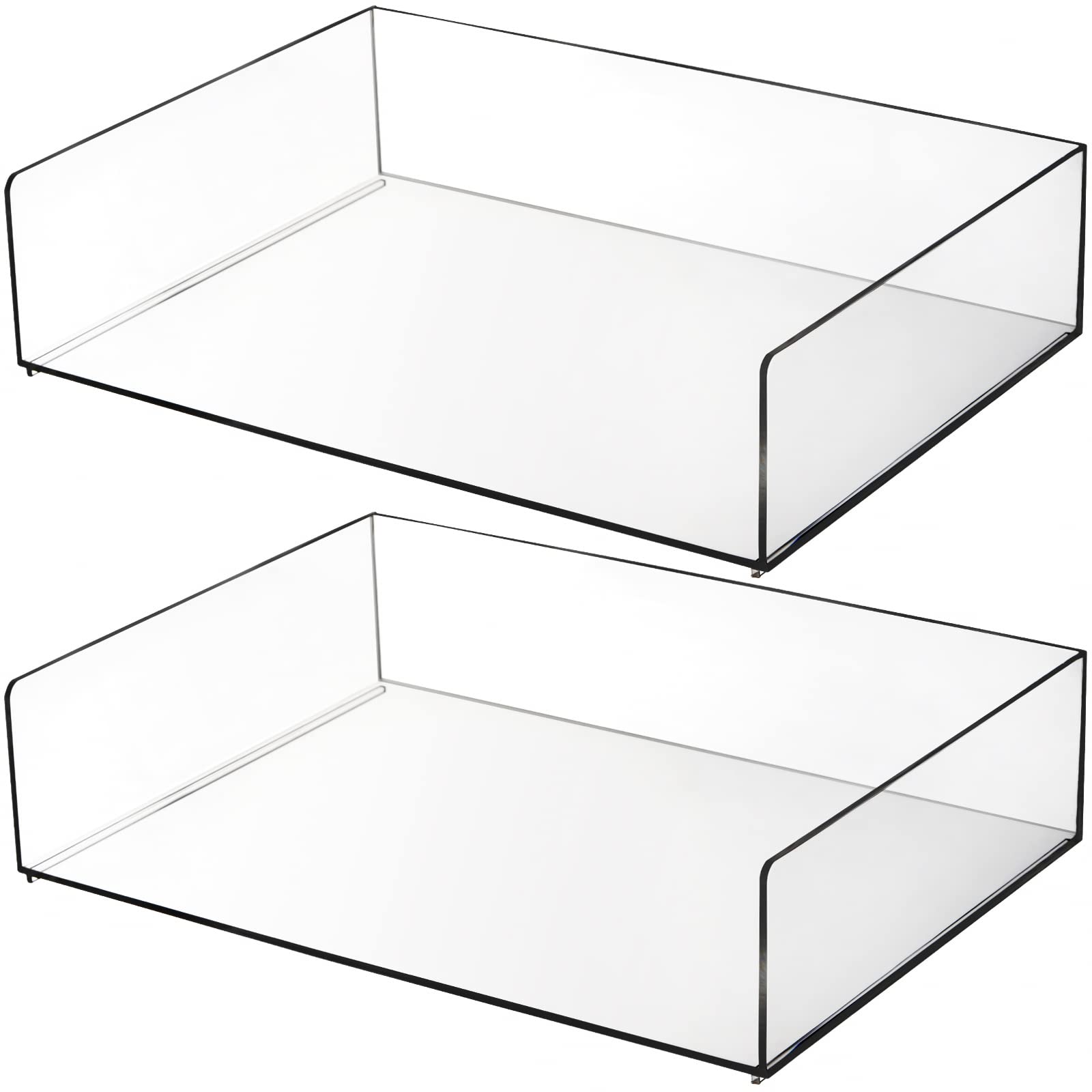 Photo 1 of Elsjoy Set of 2 Acrylic File Tray, 2-Tier Stackable Paper Tray Clear Desktop File Organizer for Documents, Books, Magazine, Office, School