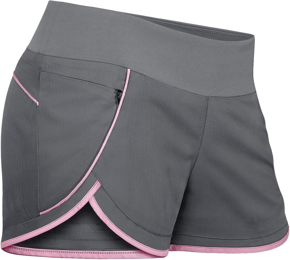 Fulbelle Womens Banded Waist Running Fitness Workout Shorts Invisible Zipper Pockets: Clothing