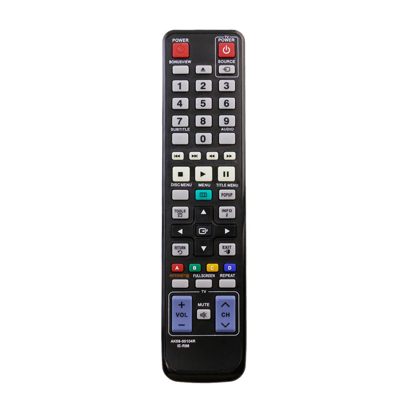 VINABTY Replacement AK59-00104R Remote Control Fit for SAMSUNG Blue-Ray Player AK68-01859A BD-C5900 BD-C5300 BD-C6500 BD-C5500 BD-C5500C BD-C5500T BD-C5500T/XAC BDC5500/XAA BDC5500/XAC WIS09ABGN