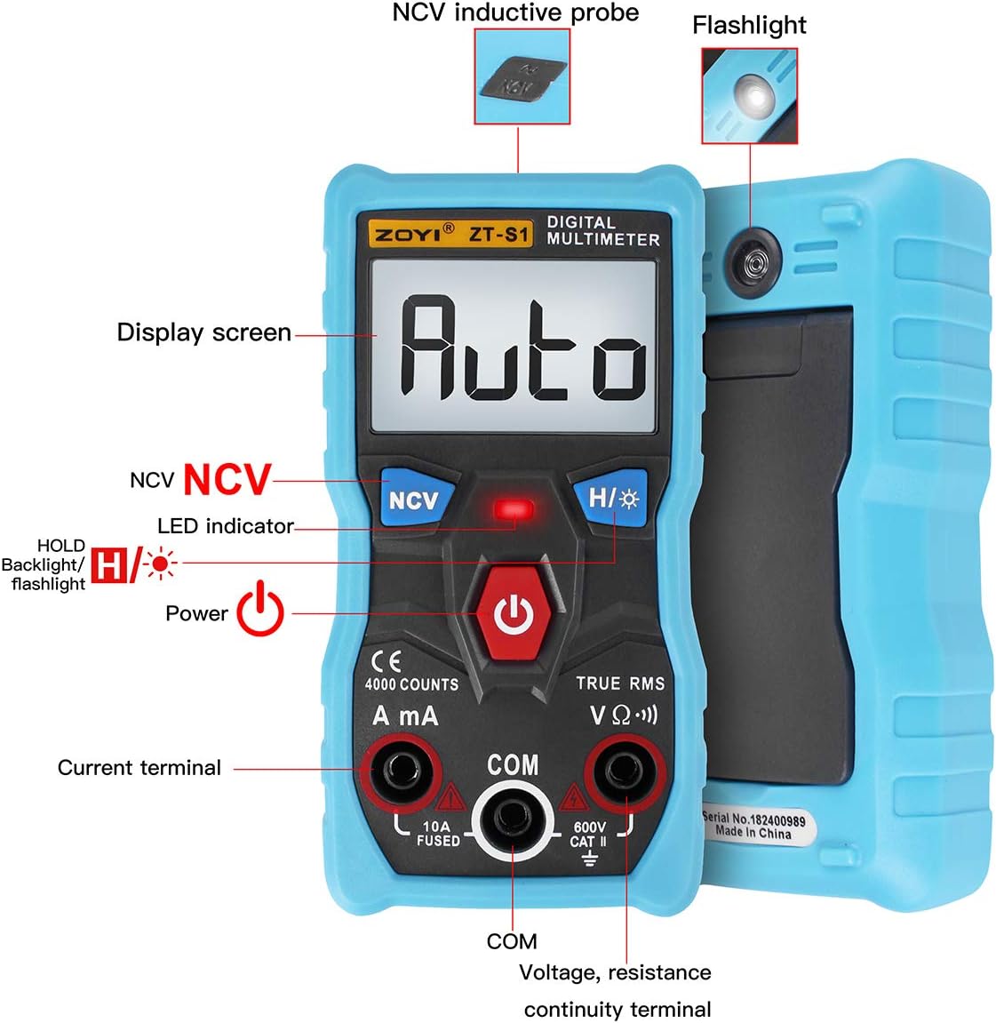 Digital Multimeter, True RMS Digital Multimeter with a 4000 Counts ...