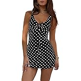 Floerns Women's Summer Mini Dress Polka Dots Tie Front Date Night Bodycon Dresses