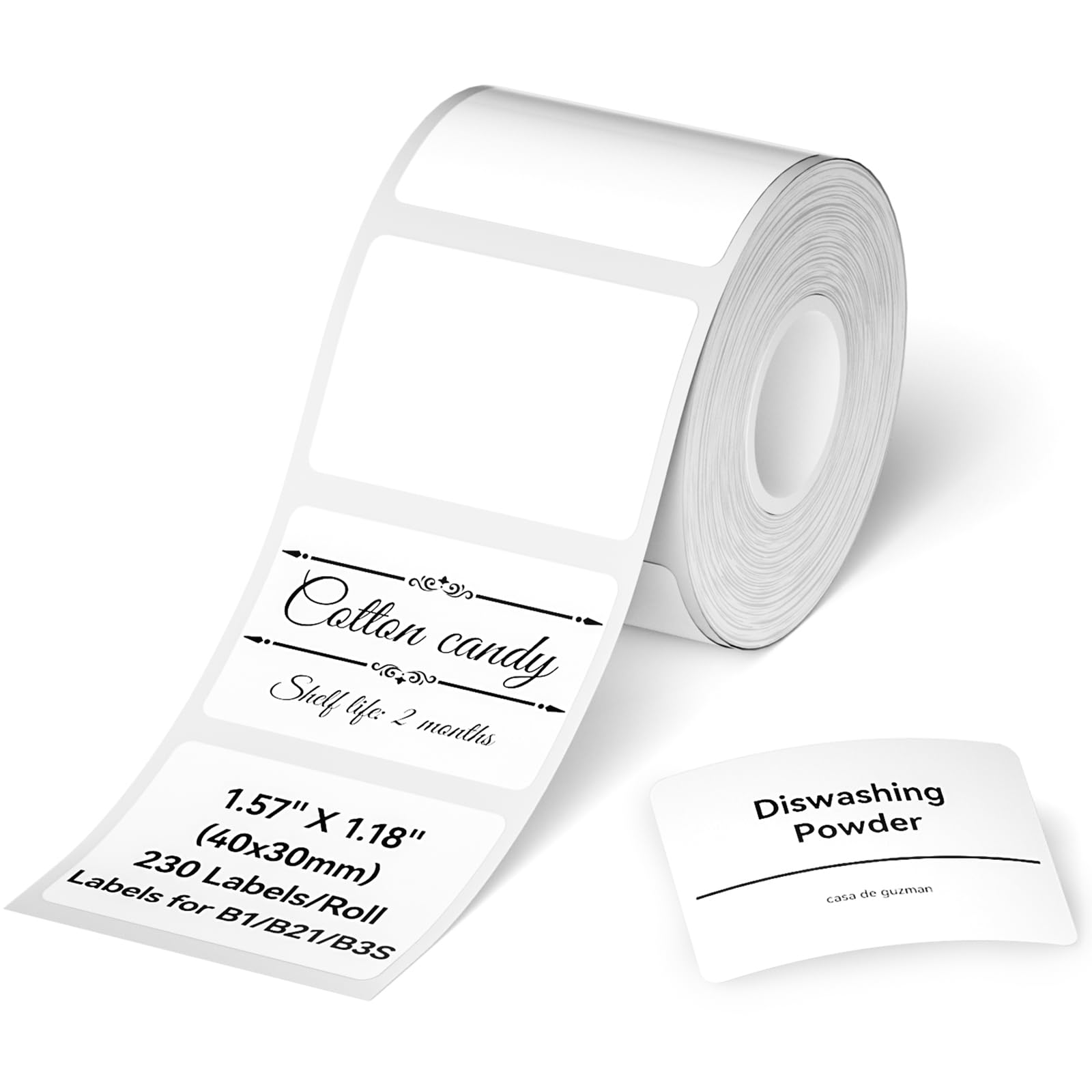 NIIMBOT Thermal Label Tape for B21/B1/B3S, Waterproof, Oilproof and Tear-Proof Shipping Address Label, Adapted Sticker Labels 1.57 * 1.18 (40 * 30mm), 230 per Roll