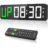 ANJANK Gym Timer 15" Large LED Display Wall Clock, Interval Workout Countdown &amp; Up Stopwatch, 12 Adjustable Volume/3 Installation Ways Digital Timer for Fitness, Home, Garage, Gym and Outdoor Sport
