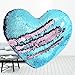 Tomus-UNI Mermaid Sequin Pillow with Insert, 13''×15'' Heart Magic Reversible Sequins Cushion for Home Décor(Pink/Blue)