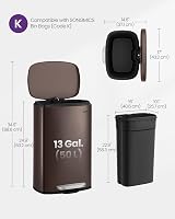 Songmics 50 L Kitchen Bin with Soft Close Pedal Steel Inner Brown LTB50BR02 view 6